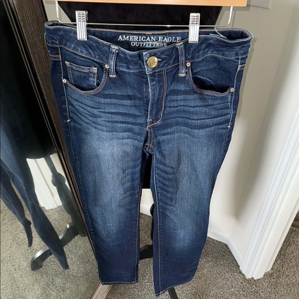 AEO Blue Skinny Jeans - Super Stretch - Size 8 Short